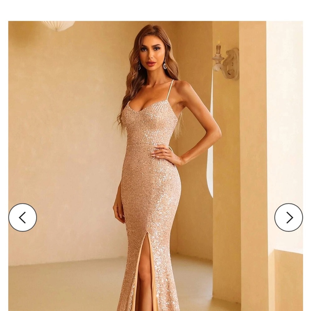 Miss ORD Lace Up Backless Sequin Mermaid Maxi Dress